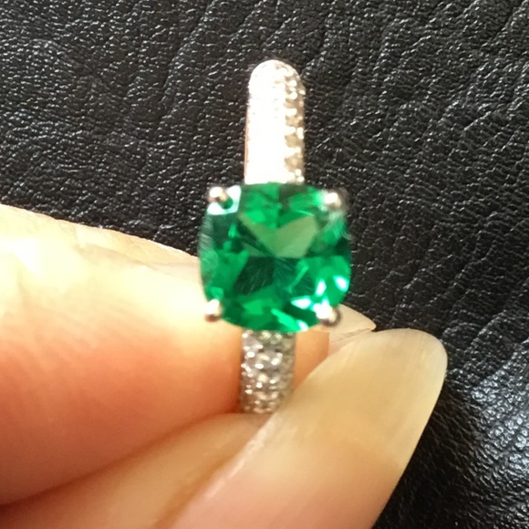 Princess cut Nano Russian emerald, stamp 925 SS - Picture 5 of 5